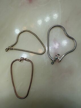 3  Snake Chain Bracelets for laying.   6-3/4 L Sterling Sliver